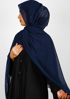 BeingMuslims Classic Luxe Georgette Navy Blue Hijab