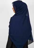 BeingMuslims Classic Luxe Georgette Navy Blue Hijab