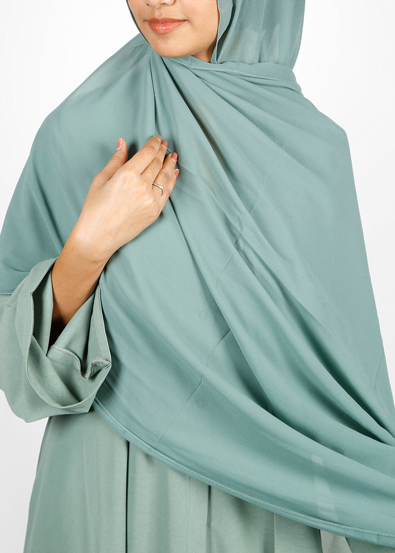 BeingMuslims Classic Luxe Georgette Sea Green Hijab