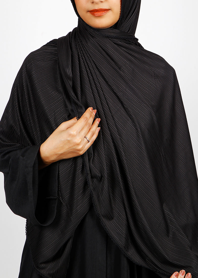 BeingMuslims Textured Gleaming Black Hijab