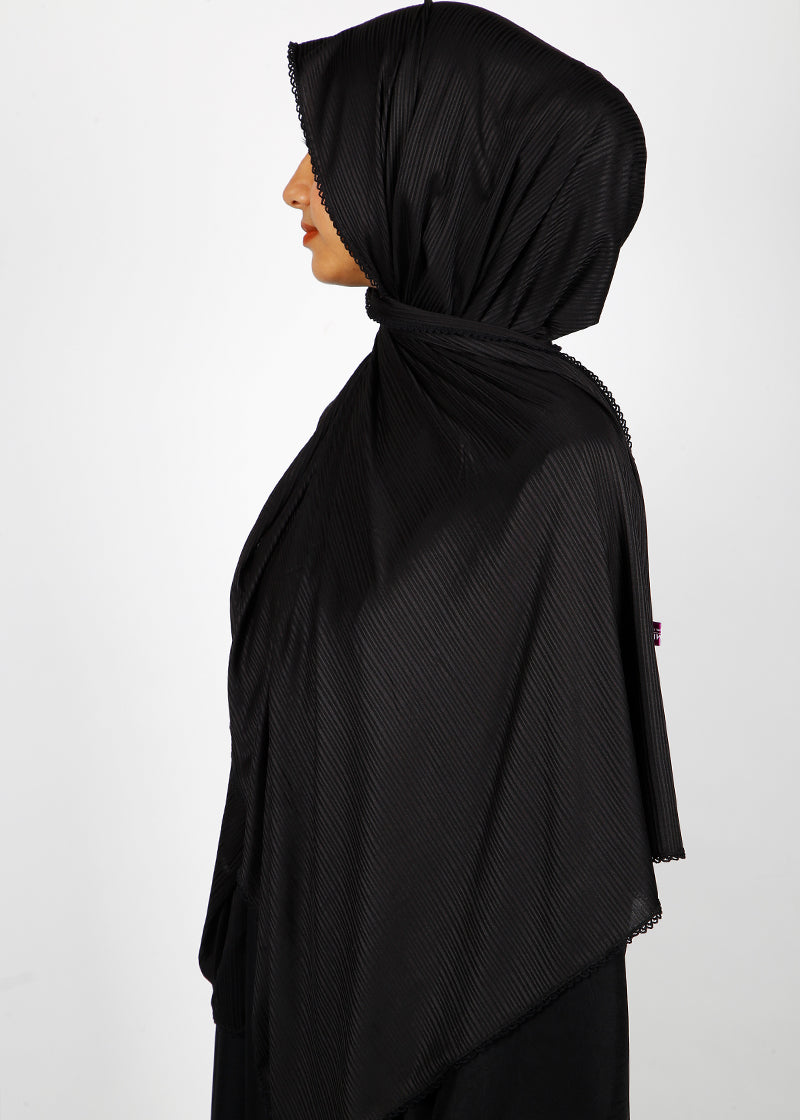 BeingMuslims Textured Gleaming Black Hijab