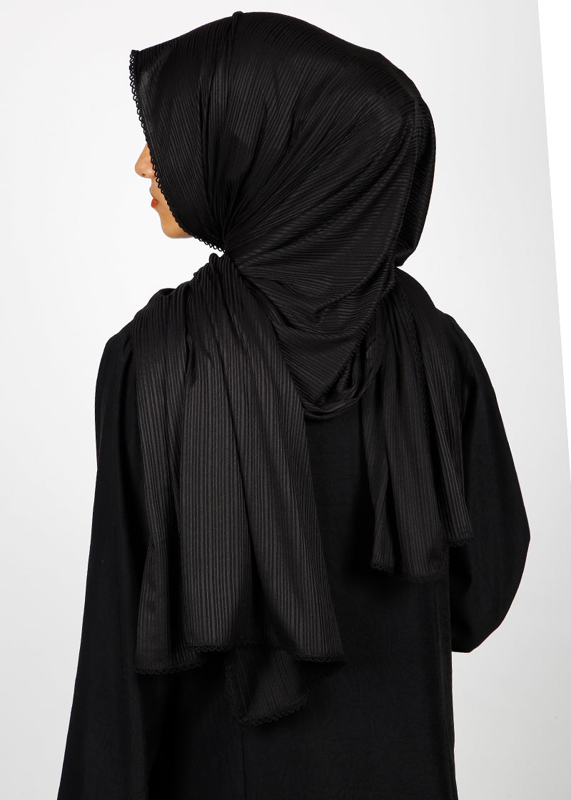 BeingMuslims Textured Gleaming Black Hijab