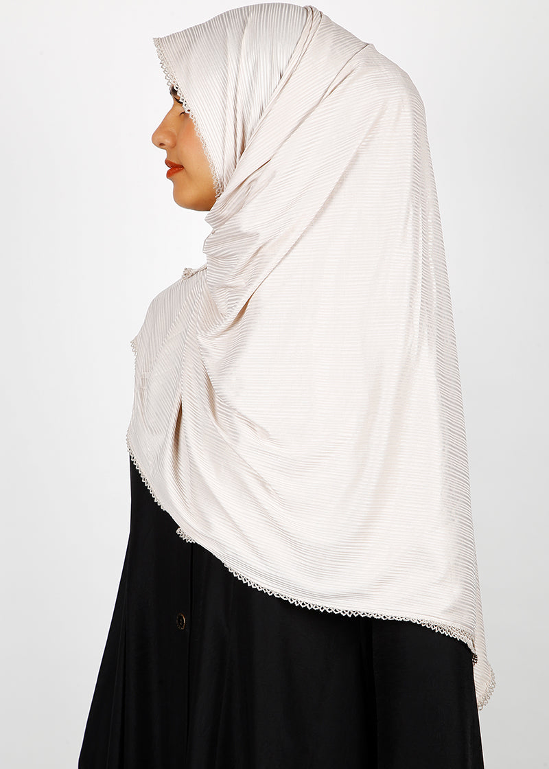 BeingMuslims Textured Gleaming Cream Hijab