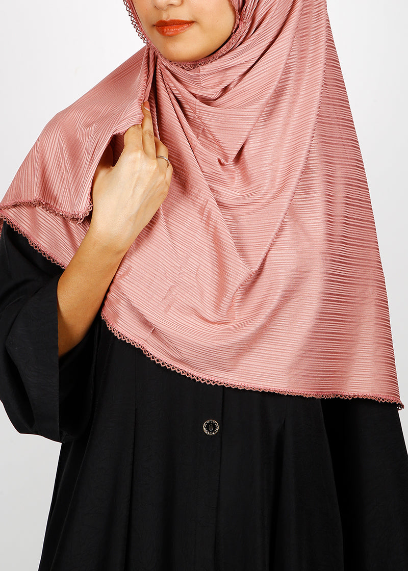 BeingMuslims Textured Gleaming Dusty Rose Hijab