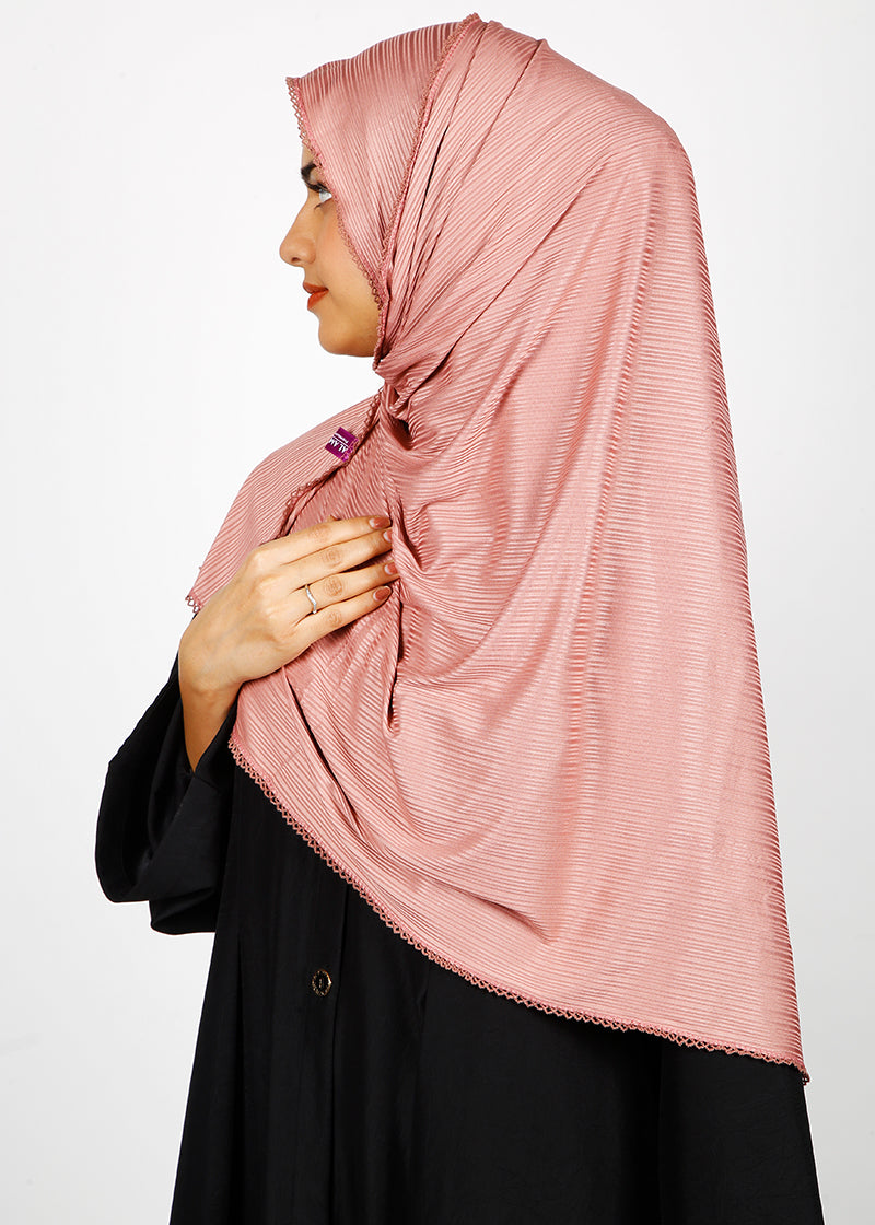 BeingMuslims Textured Gleaming Dusty Rose Hijab