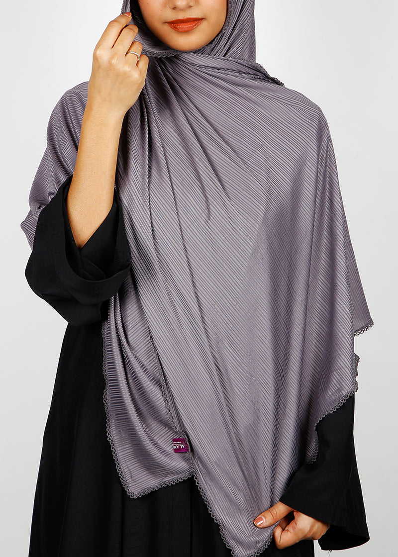 BeingMuslims Textured Gleaming Grey Hijab