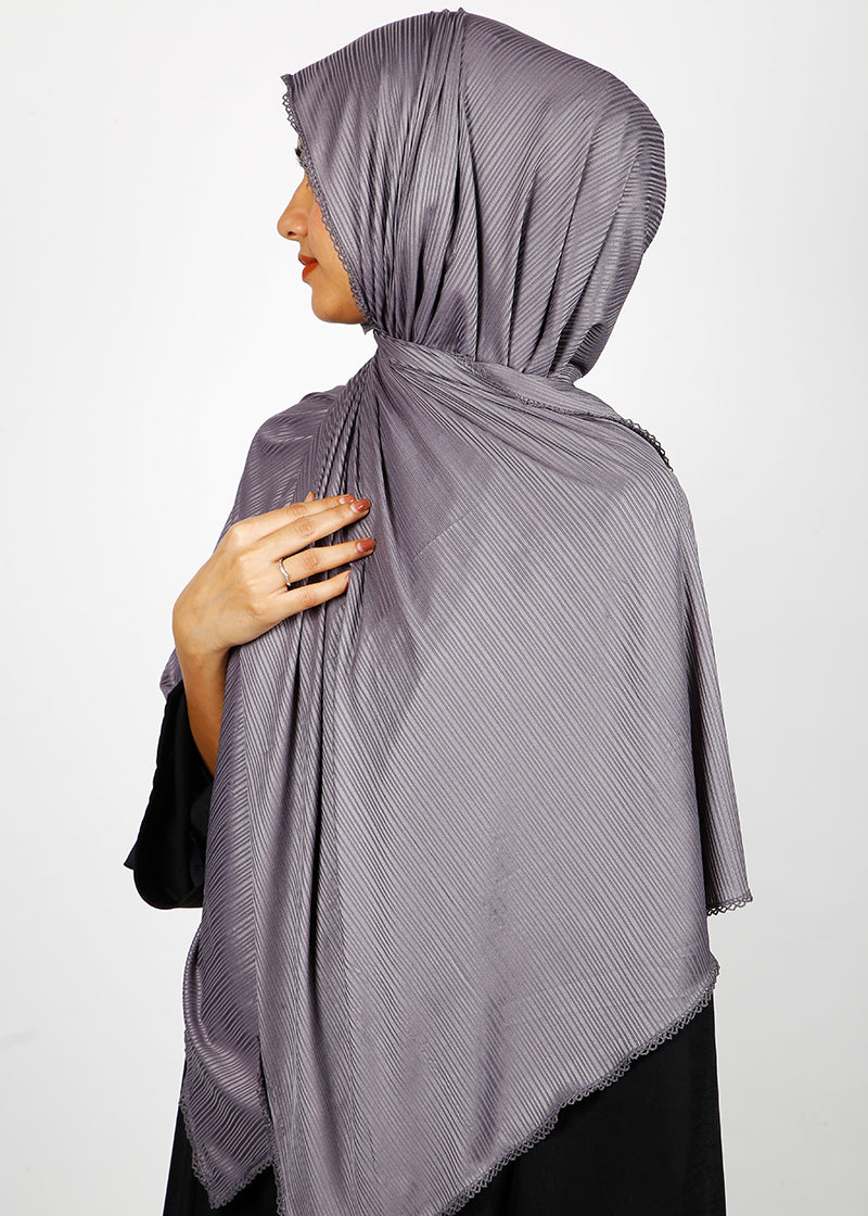 BeingMuslims Textured Gleaming Grey Hijab