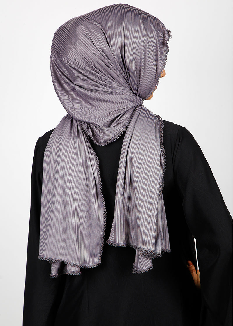 BeingMuslims Textured Gleaming Grey Hijab