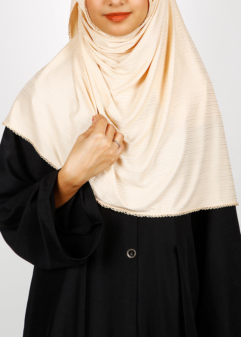 BeingMuslims Textured Gleaming Ivory Hijab