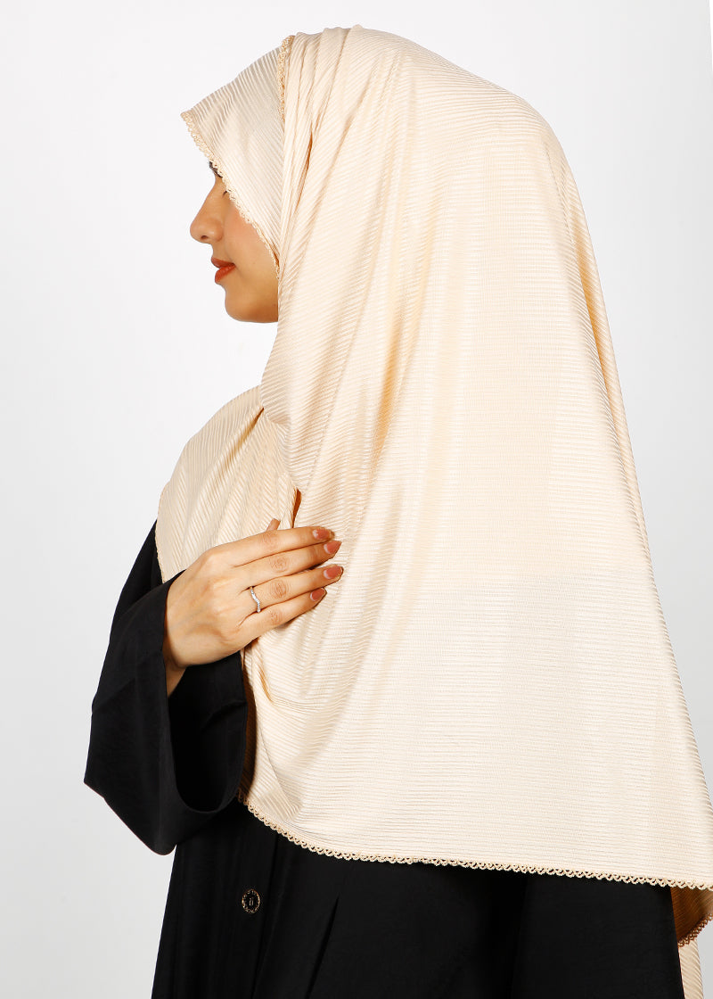 BeingMuslims Textured Gleaming Ivory Hijab