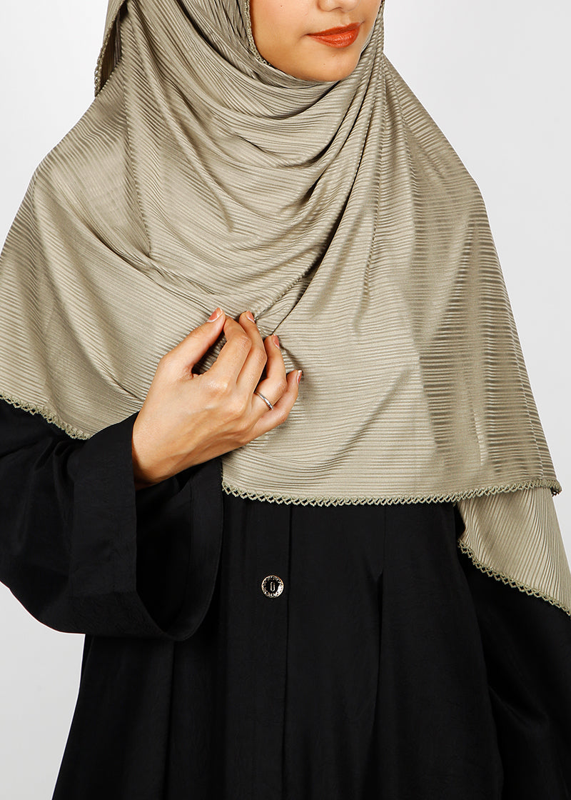 BeingMuslims Textured Gleaming Light Olive Hijab