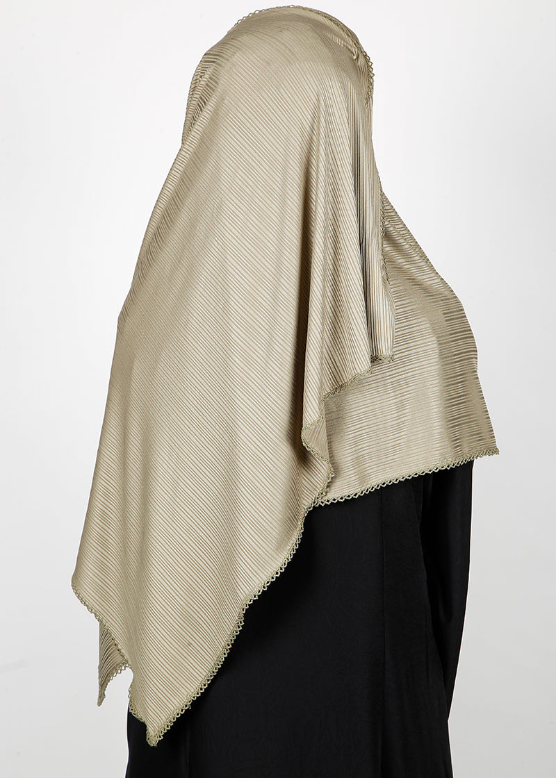 BeingMuslims Textured Gleaming Light Olive Hijab