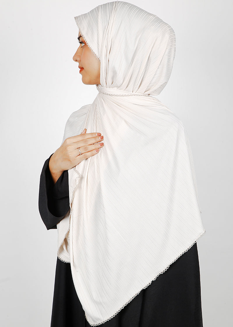 BeingMuslims Textured Gleaming White Hijab