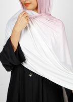 BeingMuslims Textured Ombre White and Pink Hijab
