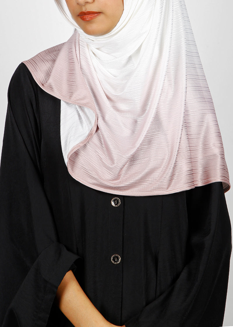 BeingMuslims Textured Ombre White and Brown Hijab