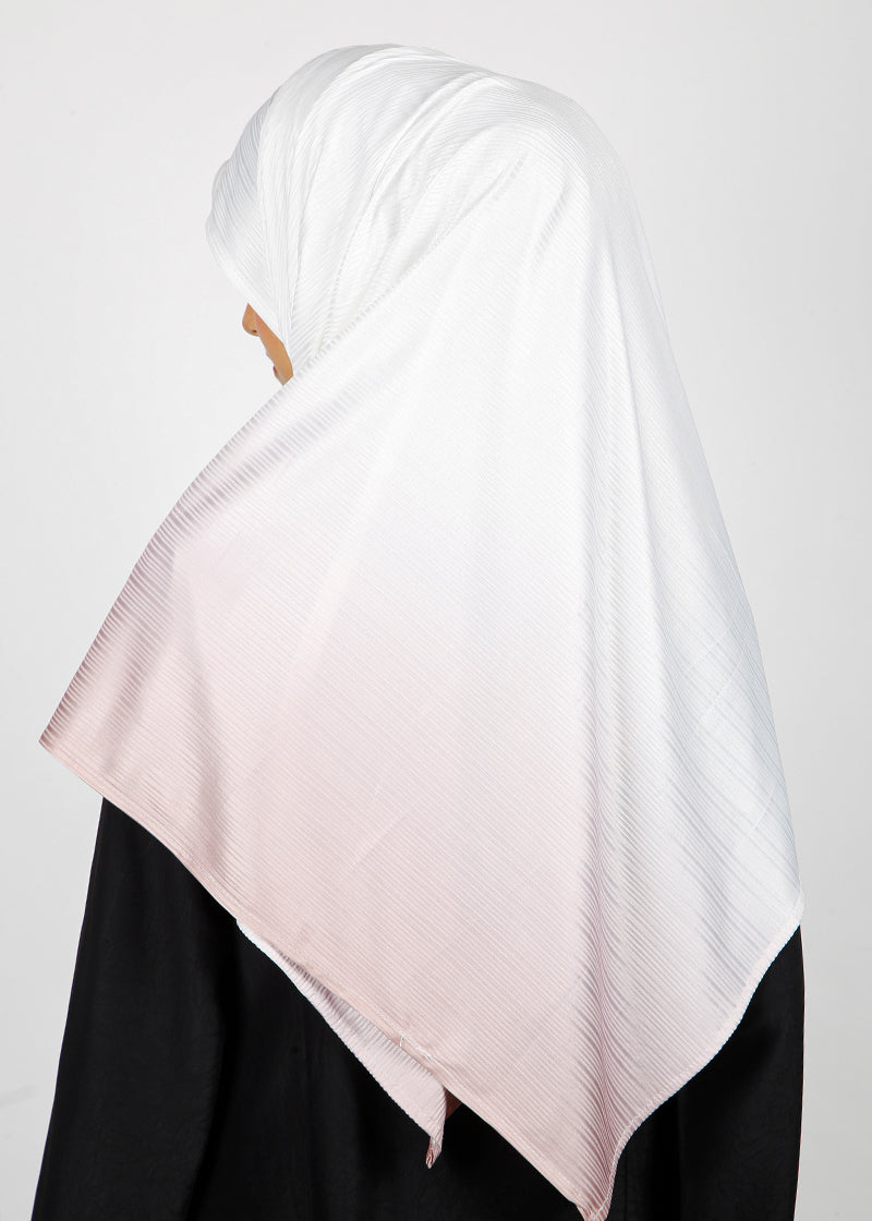 BeingMuslims Textured Ombre White and Brown Hijab