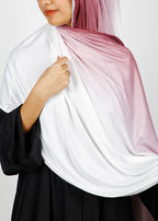 BeingMuslims Textured Ombre White and Brick Red Hijab
