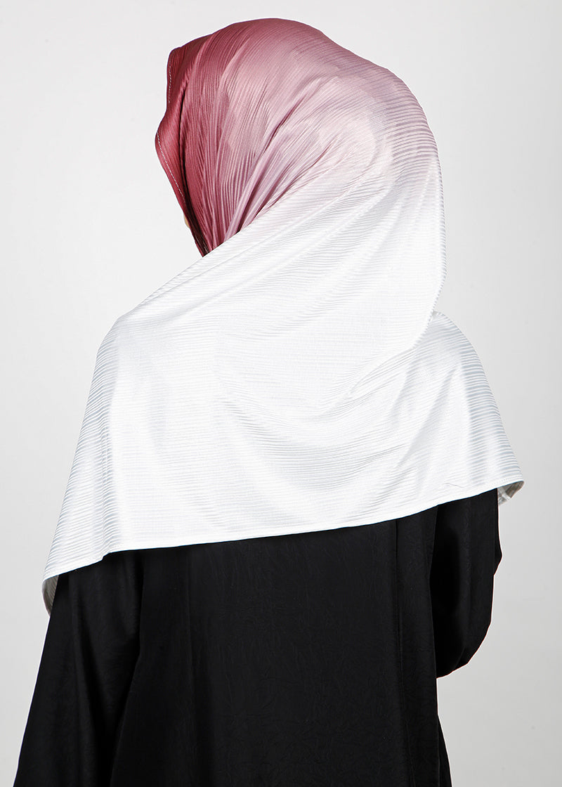 BeingMuslims Textured Ombre White and Brick Red Hijab