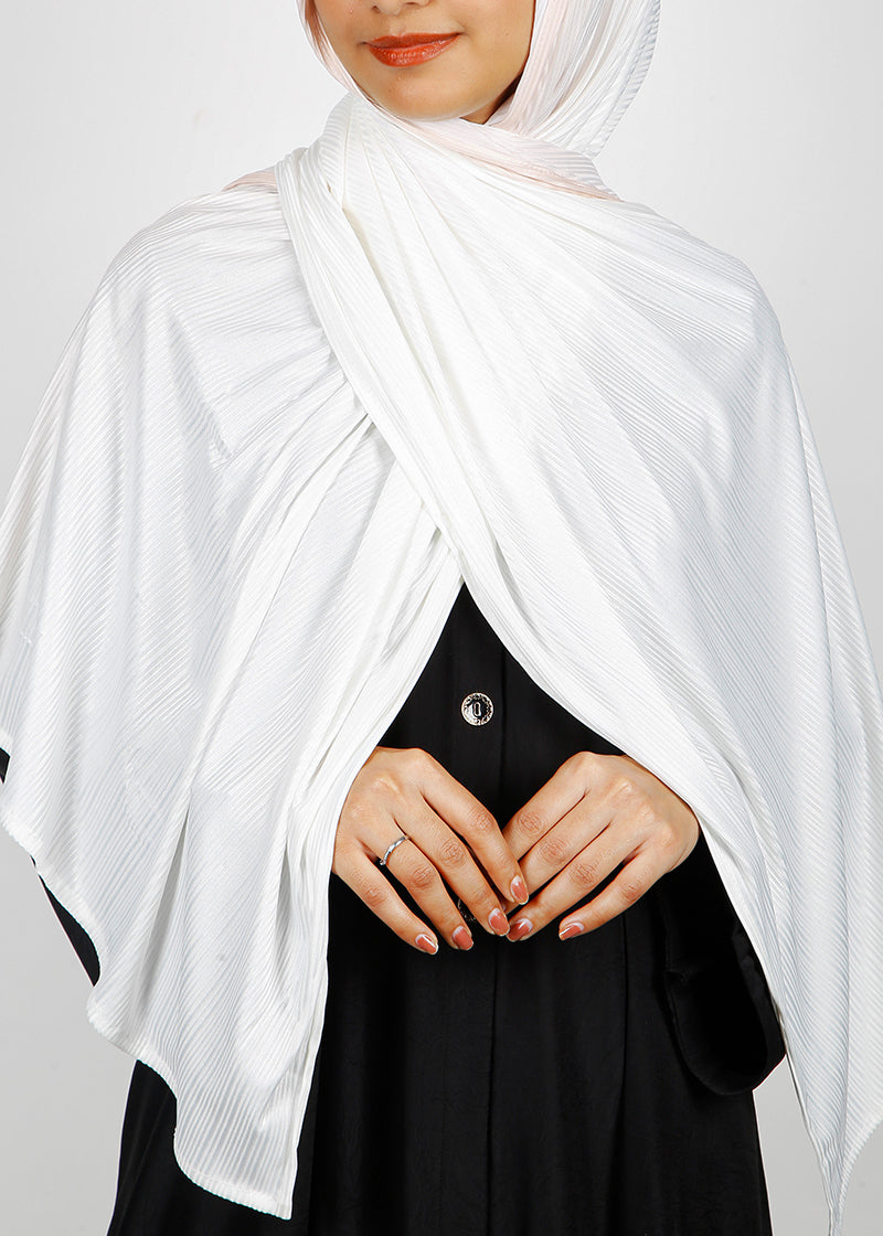 BeingMuslims Textured Ombre White and Light Brown Hijab