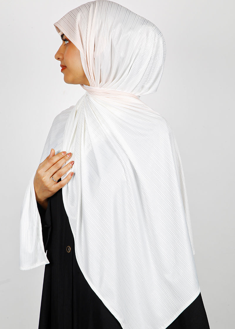 BeingMuslims Textured Ombre White and Light Brown Hijab