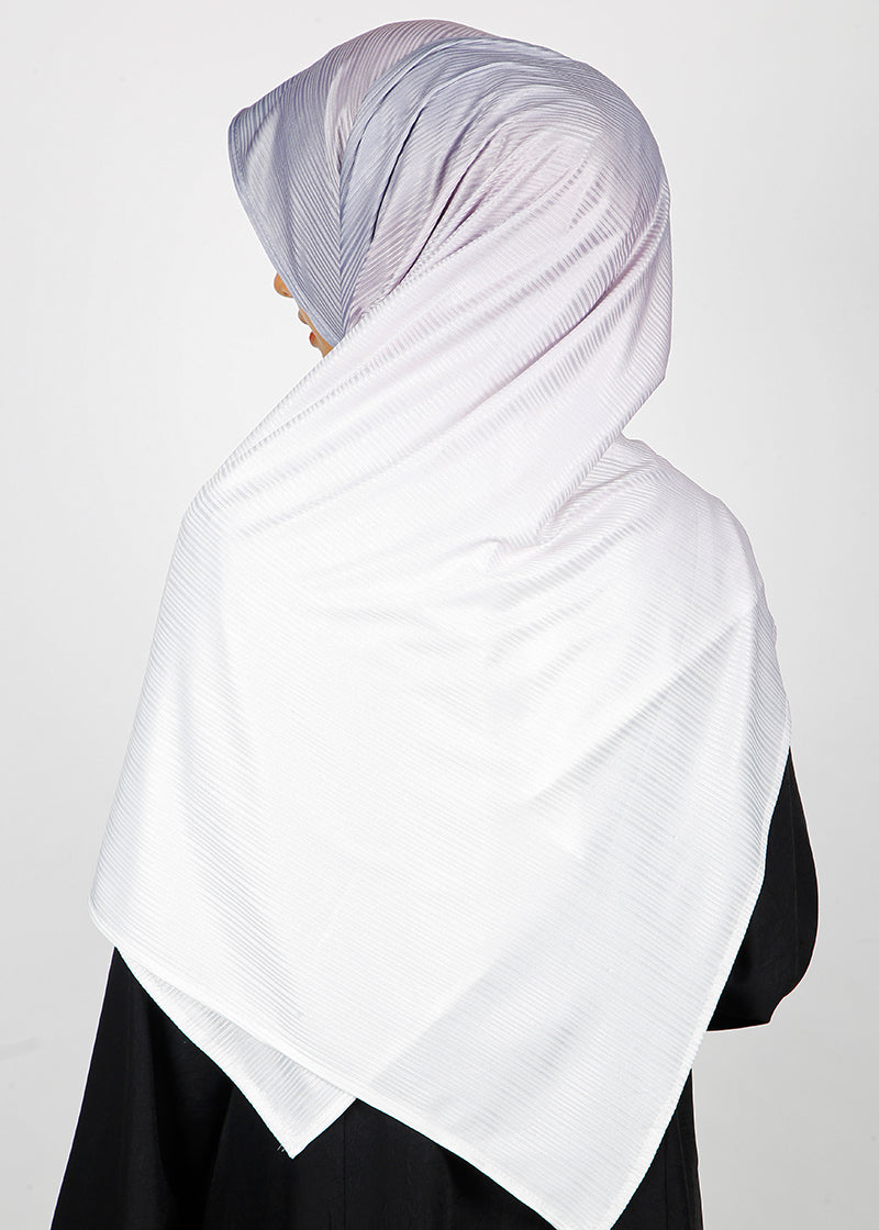 BeingMuslims Textured Ombre White and Light Grey Hijab