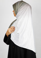 BeingMuslims Textured Ombre White and Light Greyish Hijab
