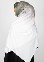 BeingMuslims Textured Ombre White and Light Greyish Hijab