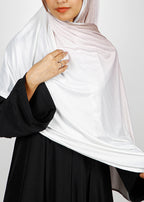 BeingMuslims Textured Ombre White and Light Brownish Hijab