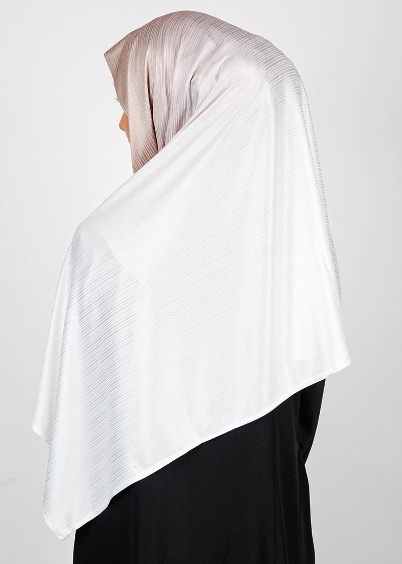 BeingMuslims Textured Ombre White and Light Brownish Hijab