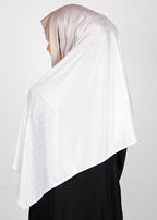 BeingMuslims Textured Ombre White and Light Brownish Hijab