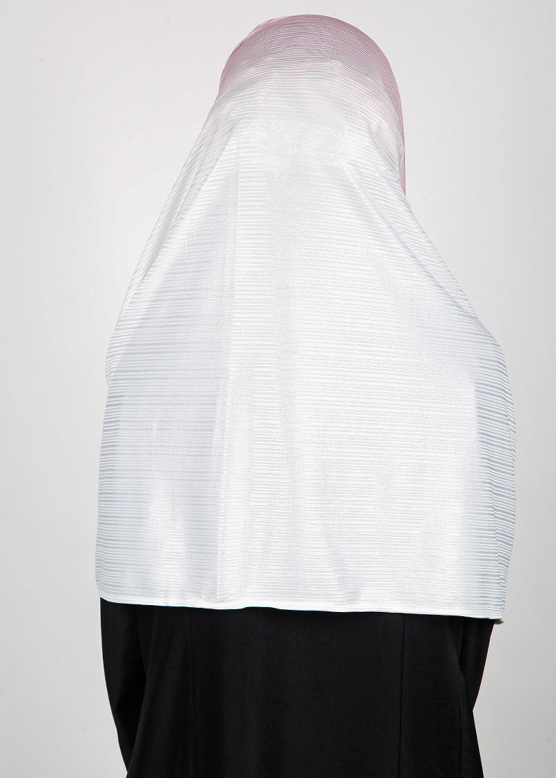 BeingMuslims Textured Ombre White and Light Purple Hijab