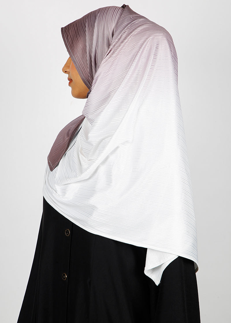 BeingMuslims Textured Ombre White and Purple Hijab
