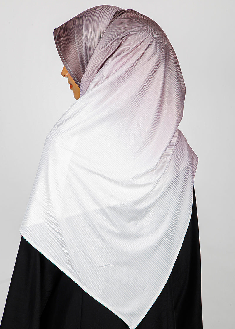 BeingMuslims Textured Ombre White and Purple Hijab