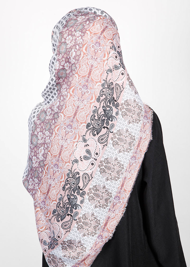 BeingMuslims Paisley Design Printed Soft Pink Viscose Hijab