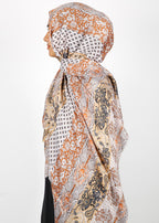 BeingMuslims Paisley Design Printed Burnt Orange Viscose Hijab