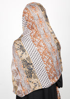 BeingMuslims Paisley Design Printed Burnt Orange Viscose Hijab