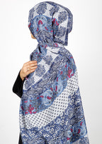 BeingMuslims Paisley Design Printed Blue Viscose Hijab