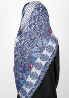 BeingMuslims Paisley Design Printed Blue Viscose Hijab