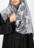 BeingMuslims Paisley Design Printed Grey Viscose Hijab