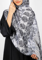 BeingMuslims Paisley Design Printed Grey Viscose Hijab
