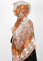 BeingMuslims Paisley Design Printed Orange Viscose Hijab