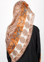 BeingMuslims Paisley Design Printed Orange Viscose Hijab