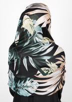 BeingMuslims Flowery Design Printed Black Viscose Hijab