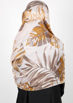 BeingMuslims Flowery Design Printed Brown Viscose Hijab