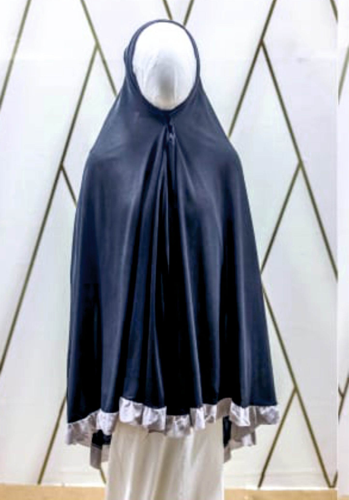Grey Frill Makhana for Girls (Ages 7–9) - BEINGMUSLIMS THE HIJAB SHOPPE