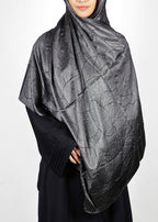 BeingMuslims Swarovski Work Black Satin Hijab