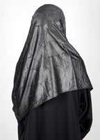 BeingMuslims Swarovski Work Black Satin Hijab