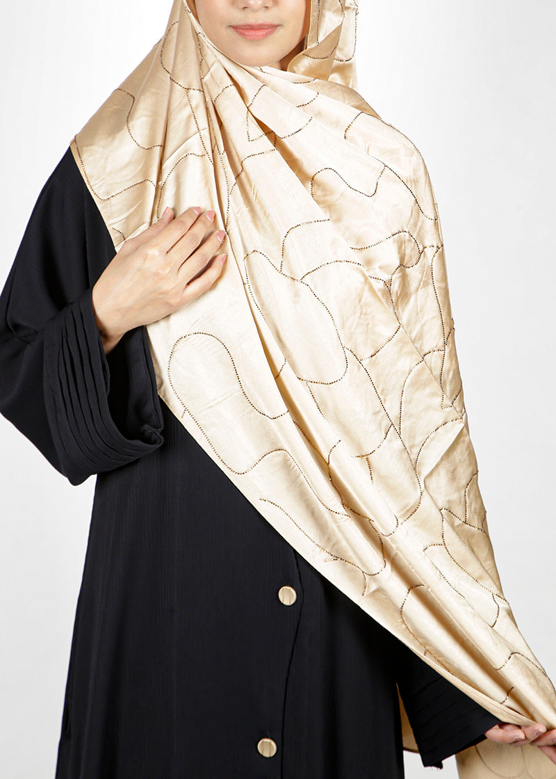 BeingMuslims Swarovski Work Golden Satin Hijab
