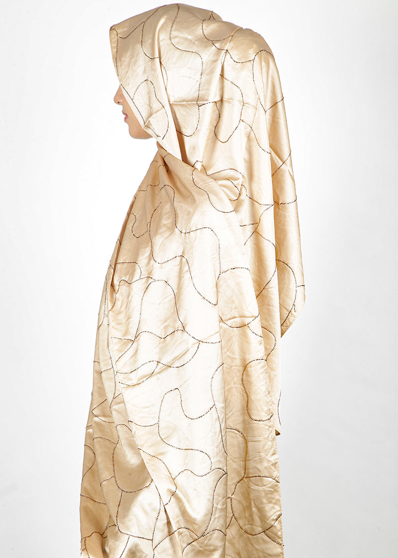 BeingMuslims Swarovski Work Golden Satin Hijab