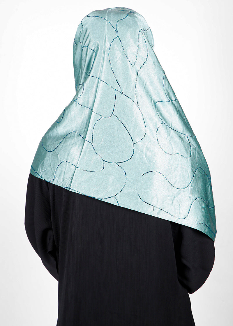 BeingMuslims Swarovski Work Electric Blue Satin Hijab
